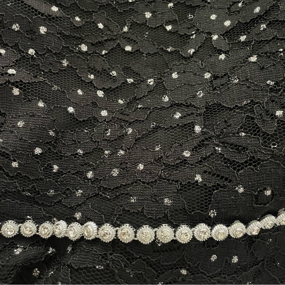 Speechless Kids Black Lace Silver Metallic Dress Size 7 - Picture 9 of 10